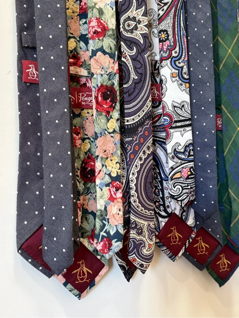8• Original Penguin Men's Ties- Navy, Blue, Green, Paisley & Floral Patterns